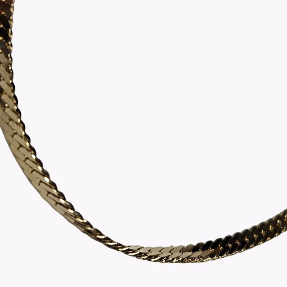 Elegant Gold Tone Herringbone Bracelet Classic Minimalist Fashion Jewelry Women - Picture 2 of 4